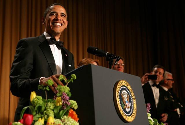 President Obama smiles at the 2011 White House Correspondents' Dinner